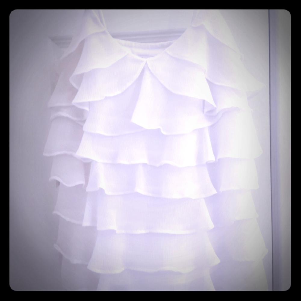 White ruffle tank